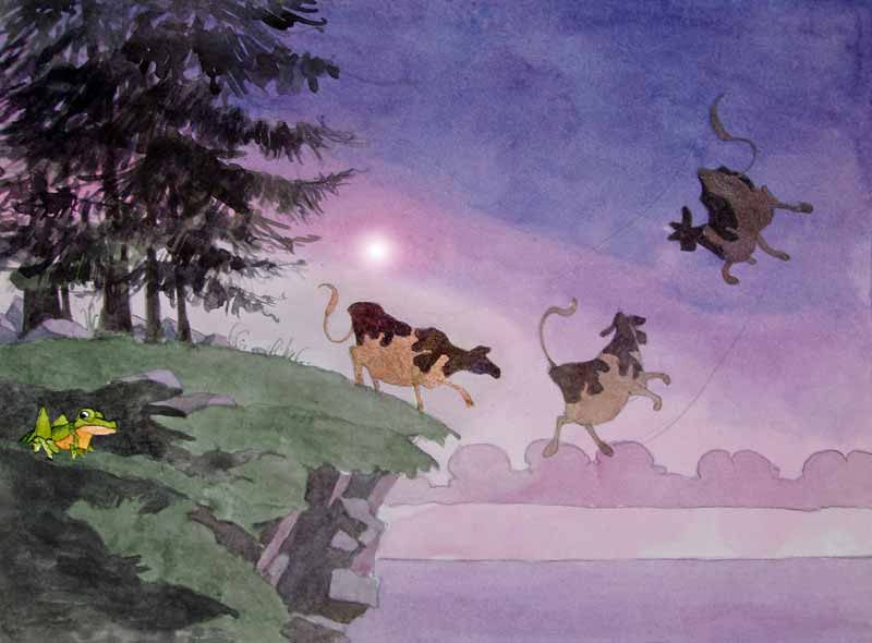 Watercolor Painting by Eddie Flotte: A Most Adventurous Dairy Cow 03