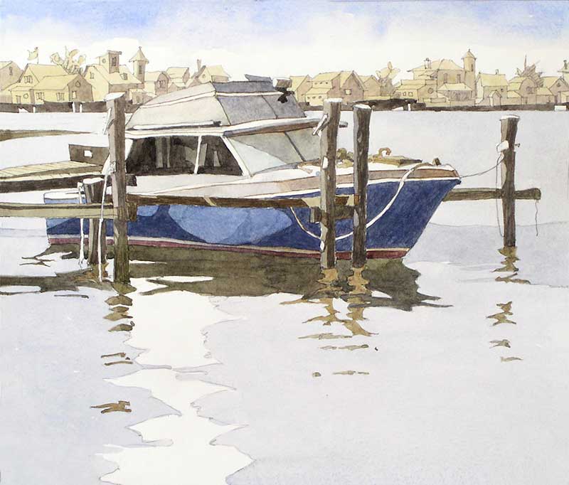Blue Boat Off Of Margate by Eddie Flotte