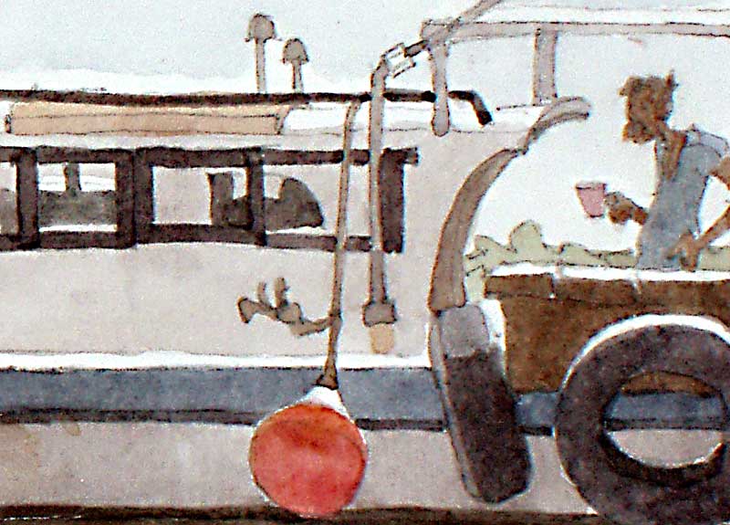 Maalaea Boat With Captain Detail by Eddie Flotte