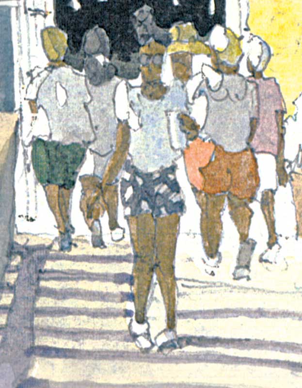 People in Lahaina Detail by Eddie Flotte