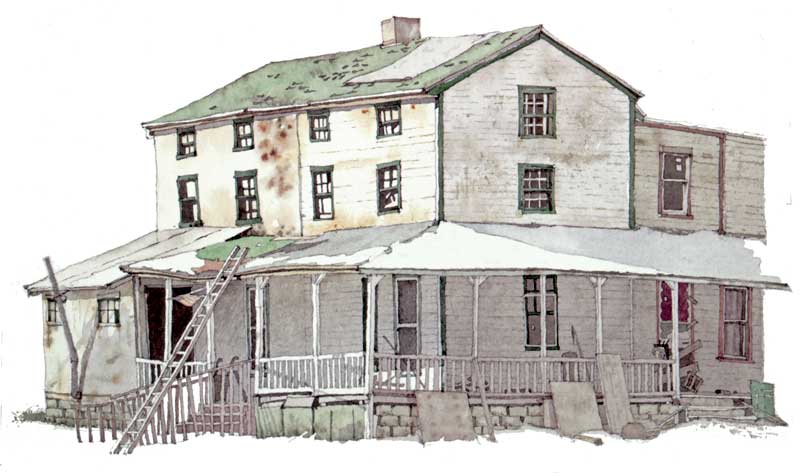 Watercolor Painting by Eddie Flotte: Othaniel's Porch
