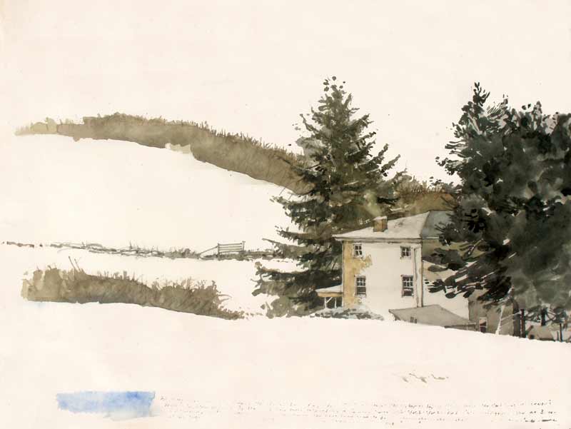 Watercolor Painting by Eddie Flotte: Out Behind Kuerner's