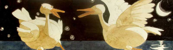 Closeup of Eddie Flotte's Painting: Like Moonlight Off a Duck's Back