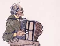 Painting by Eddie Flotte: Accordion Player
