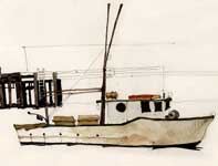 Painting by Eddie Flotte: Anchored Out