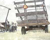 Painting by Eddie Flotte: Bale Loader And Hay Wagon