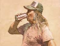 Painting by Eddie Flotte: Blondie Freitas with Coke Can