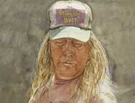 Painting by Eddie Flotte: Blondie Freitas with Mayor Bill Hat