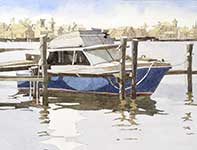Painting by Eddie Flotte: Blue Boat Off Of Margate
