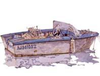Painting by Eddie Flotte: Boat in Propriano