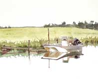 Painting by Eddie Flotte: Boat In Skullville
