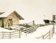 Painting by Eddie Flotte: Calf Barn Sketch