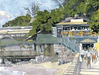 Painting by Eddie Flotte: Cheese Burger in Paradise