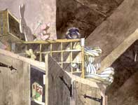 Painting by Eddie Flotte: Christmas Rabbits