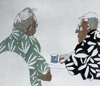 Painting by Eddie Flotte: Coffee Talk