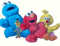 Painting by Eddie Flotte: Cookie, Elmo, and Big Bird