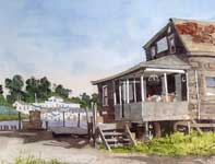 Painting by Eddie Flotte: Crabbing on the Egg Harbor River
