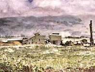 Painting by Eddie Flotte: Distant Mill