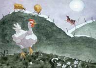 Painting by Eddie Flotte: Full Moon Rooster