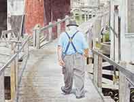 Painting by Eddie Flotte: George Sets Off to Work