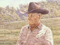 Painting by Eddie Flotte: Johnny Pacheco on Horseback