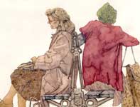 Painting by Eddie Flotte: Ladies at Place des Abbesses