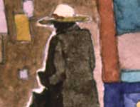 Painting by Eddie Flotte: Lady in a Brown Sweater Venice Beach