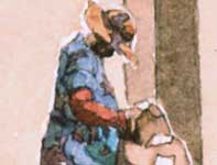 Painting by Eddie Flotte: Lady in Blue Venice Beach