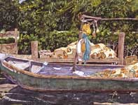 Painting by Eddie Flotte: Long Green Boat