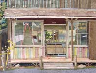 Painting by Eddie Flotte: Makawao Barber Shop