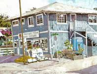 Painting by Eddie Flotte: Makawao Feed and Grain