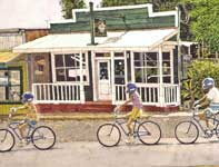 Painting by Eddie Flotte: Makawao Flower Shop