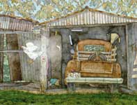 Painting by Eddie Flotte: Makawao Rooster