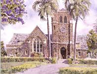 Painting by Eddie Flotte: Makawao Union Church