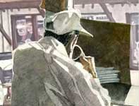 Painting by Eddie Flotte: Man Drinking Coffee