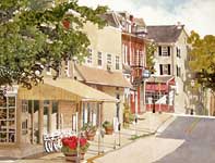 Painting by Eddie Flotte: McFarland's Bicycle Shop