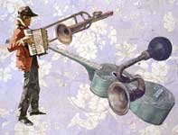 Painting by Eddie Flotte: Norma's Closet with Accordion Player