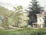 Painting by Eddie Flotte: Out Of The Driveway And Up Kuernr's Hill