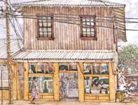 Painting by Eddie Flotte: Paia Dry Cleaner
