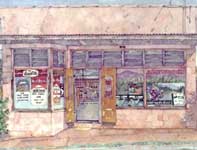 Painting by Eddie Flotte: Paia Liquor Store