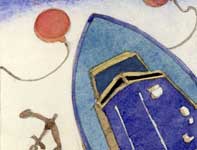 Painting by Eddie Flotte: Party Boat and Buoys