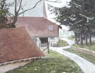 Painting by Eddie Flotte: Past The Spring House To The Barn