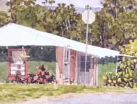 Painting by Eddie Flotte: Pink Porch Bungalow