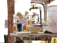 Painting by Eddie Flotte: Pottery Sink