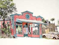 Painting by Eddie Flotte: Quinsaat Building