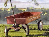 Painting by Eddie Flotte: Red Wagon