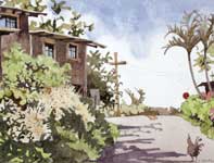 Painting by Eddie Flotte: Rooster on Brewer