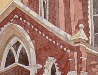 Painting by Eddie Flotte: Rose of Lima Church Freehold, NJ