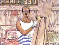 Painting by Eddie Flotte: Self Portrait at Mister Brown's