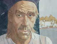 Painting by Eddie Flotte: Self Portrait in a Beret